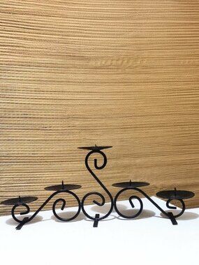 Vintage Black Spiral Metal Candle Holder with Five 3.75" Spiked Plates